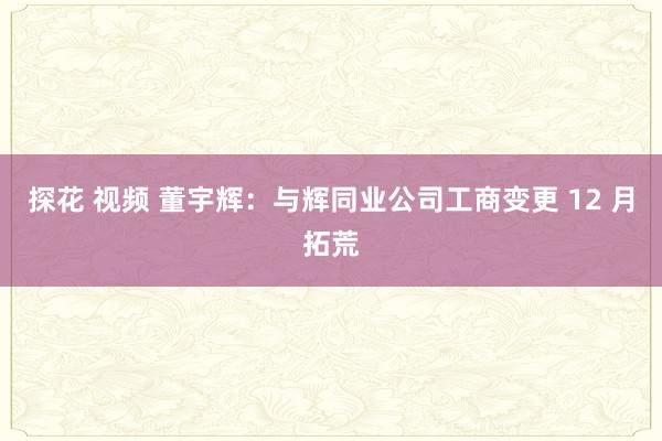 探花 视频 董宇辉：与辉同业公司工商变更 12 月拓荒