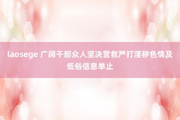 laosege 广阔干部众人坚决营救严打淫秽色情及低俗信息举止