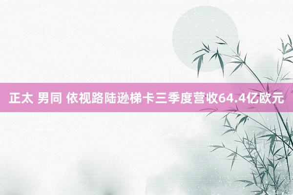 正太 男同 依视路陆逊梯卡三季度营收64.4亿欧元
