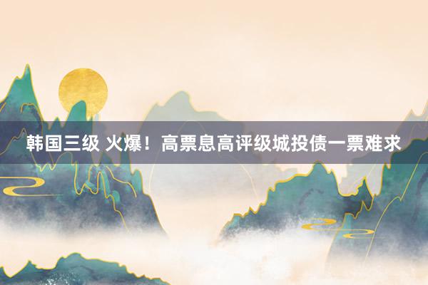 韩国三级 火爆！高票息高评级城投债一票难求