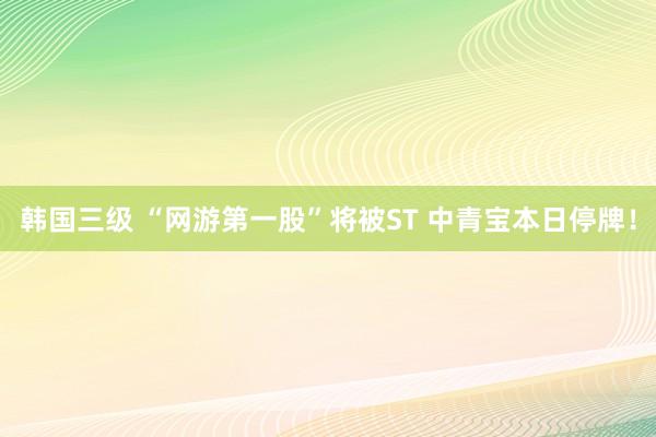 韩国三级 “网游第一股”将被ST 中青宝本日停牌！